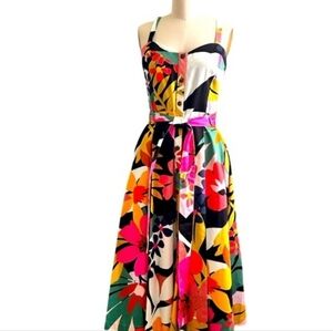 RACHEL Rachel Roy Black Multicolor Floral Maxi Dress with Belt